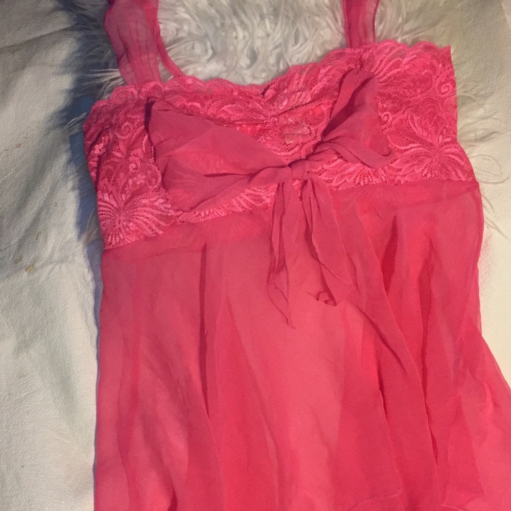 Victoria’s Secret pink sheer bow shortie gown